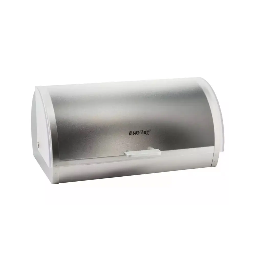 Кутия за хляб Kinghoff KH 3203, 39.5x28x18.5 см, Стомана, Полупрозрачен капак, Бял/сив, (35944510)