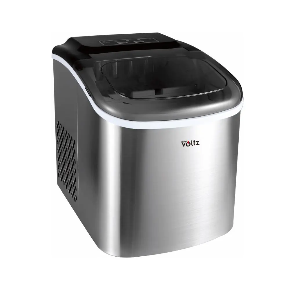 Ледогенератор Oliver Voltz OV51447CS, 120W, 12кг/24 часа, 1.3 л, 9 кубчета за цикъл работа, Индикатор за лед и вода, Инокс, (35930999)