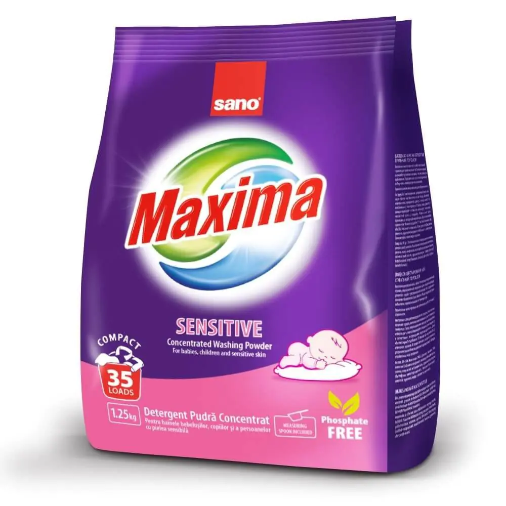 Прах за пране Sano Maxima Sensitive, Концентрат, 1.25 кг, 35 пранета