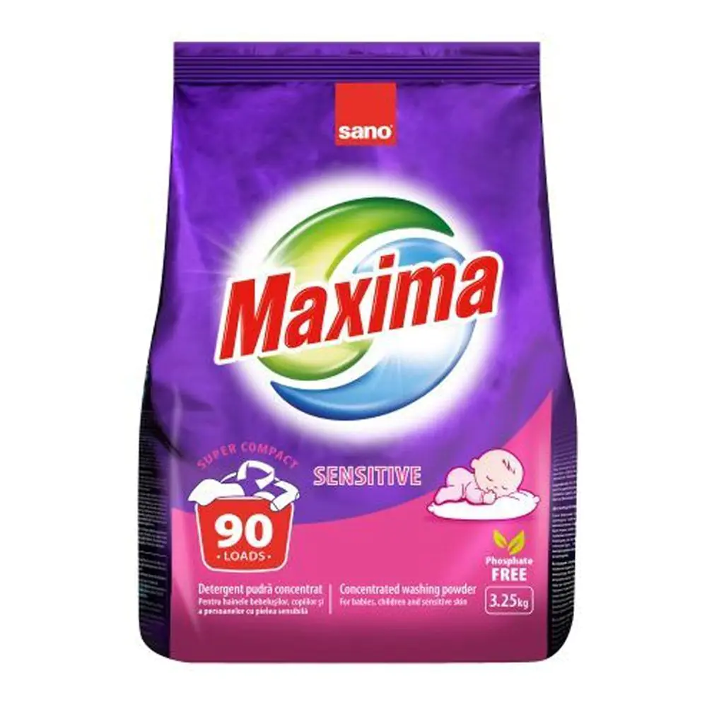 Прах за пране Sano Maxima Sensitive, Концентрат, 3.25 кг, 90 пранета