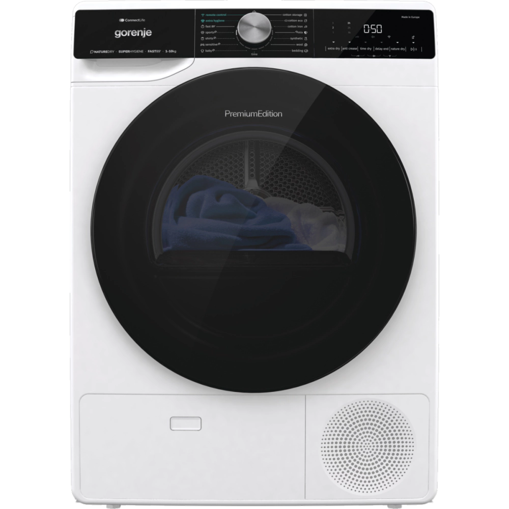 Сушилня GORENJE DNS12, Капацитет 10 кг., Термопомпа, Wi-Fi, Бял, (20802)