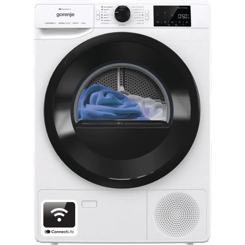 Сушилня GORENJE DPNE92/GNLWIFI, 9 кг., Wi Fi, 16 програми, LED Осветление, Бял, (20805)