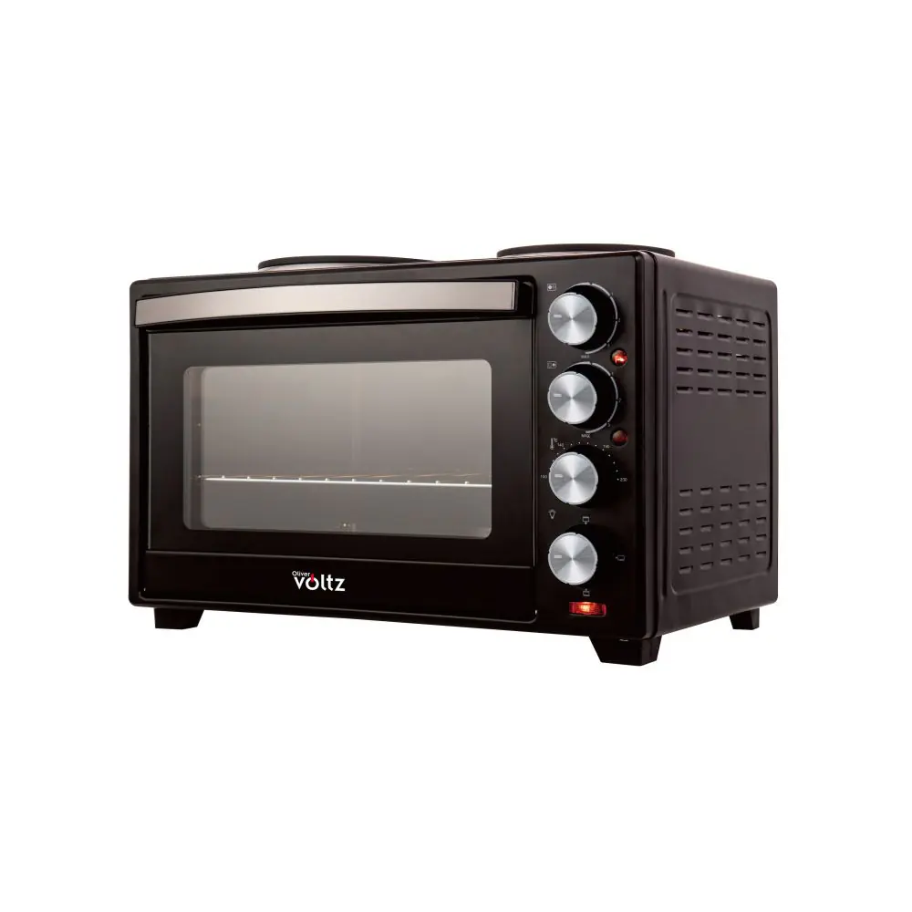 Малка готварска печка Oliver Voltz OV51441F40, 3200W, 2 котлона, 40 л, 100-230C, Двойна стъклена врата, Осветление, Черен, (35932304)