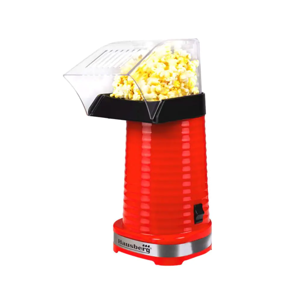 Машина за пуканки с горещ въздух Hausberg HB-900RS, 1200W, Мерителна кана, Готови за 2-3 мин, Червен, (999HB900RS)