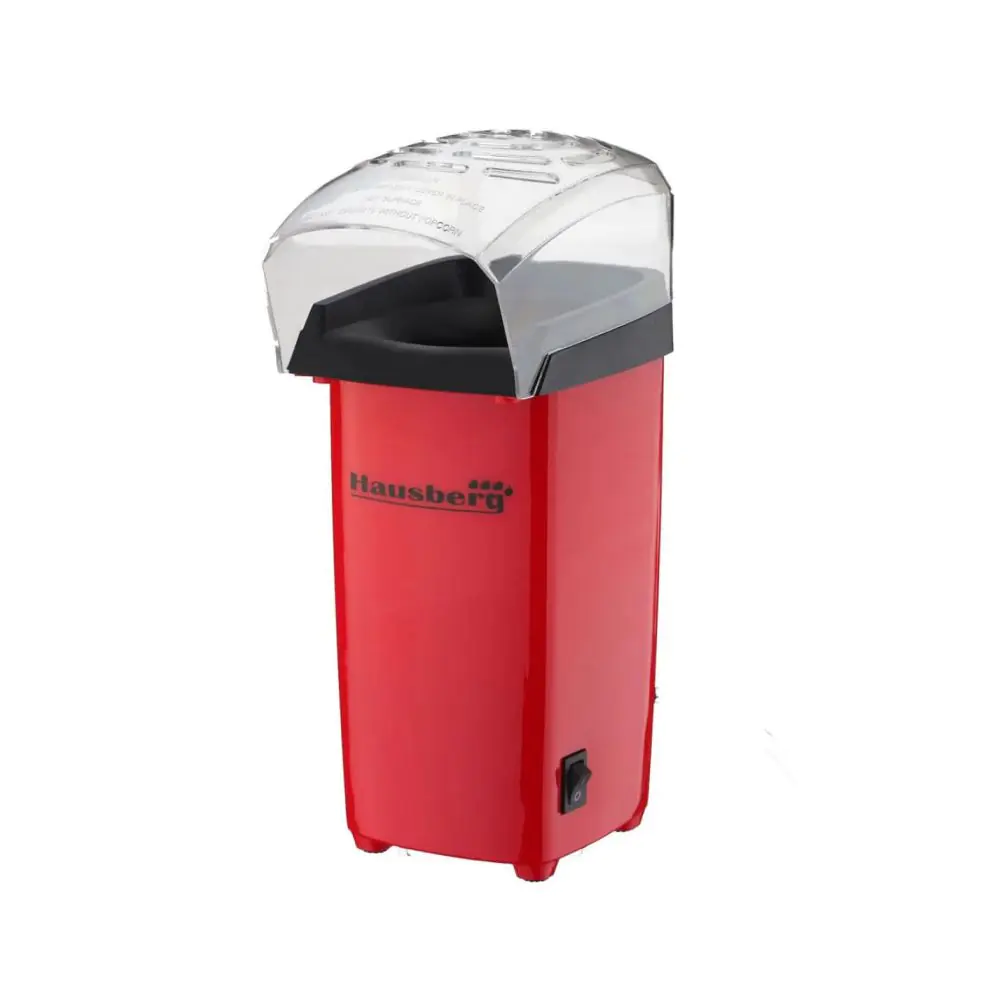 Машина за пуканки с горещ въздух Hausberg HB-910RS, 1200 W, Готови за 2-3 мин, Червен, (15739)