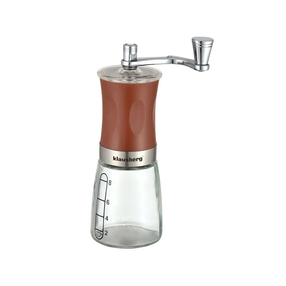Механична мелничка за кафе Klausberg KB 7176, 8 чаши, Регулиране на големина, Стъкло, Кафяв, (0000000170)