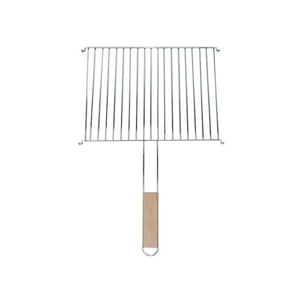 Метална скара за барбекю MasterGrill MG251, Дървена дръжка, Размер на скарата 40 х 30 см, Инокс/кафяв, (17628)