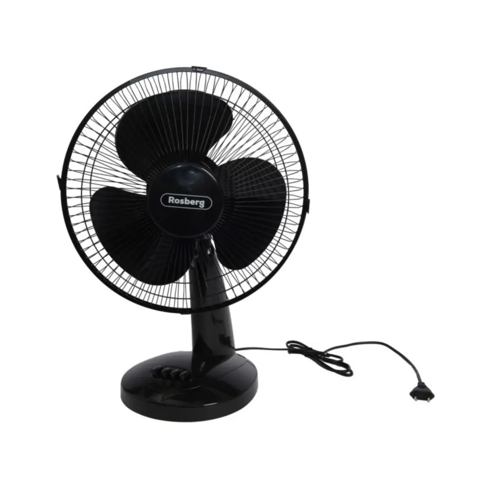 Настолен вентилатор Rosberg R51760B12, 30W, 30 см, 3 степени, Накланяне, Черен, (35949736)