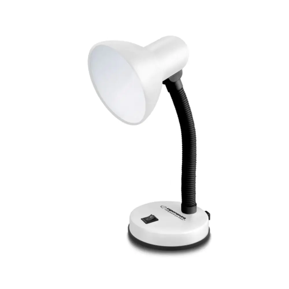 Настолна лампа Esperanza ELD109W, 12W, Цокъл Е27, Гъвкаво рамо, Бял, (17597)