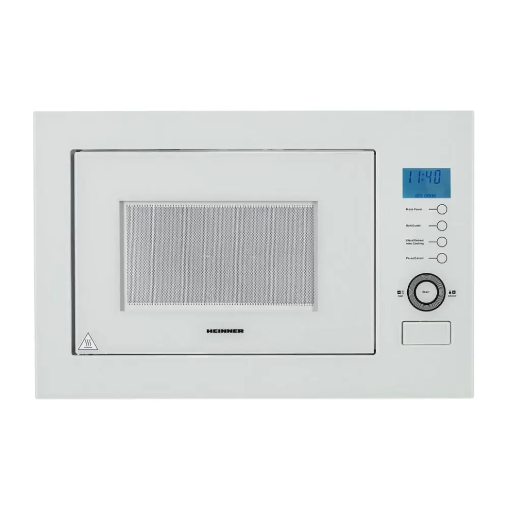 Микровълнова фурна за вграждане HEINNER HMW-25BIGWH, 25 L, Сензорен дисплей, Грил, Бяло стъкло, (22431)