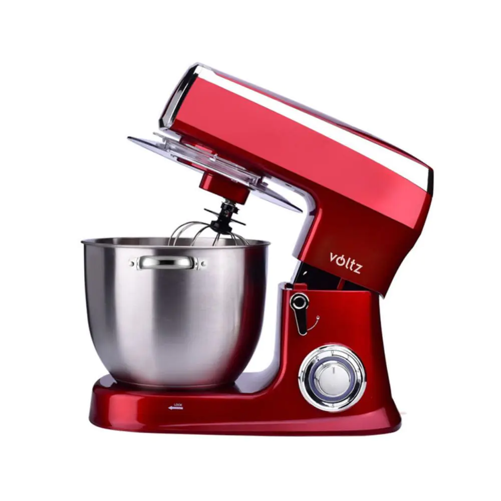 Планетарен миксер Voltz V51115A, 2100W, 7.5 литра, 6 скорости + Pulse, 3 бъркалки, Червен, (12370)