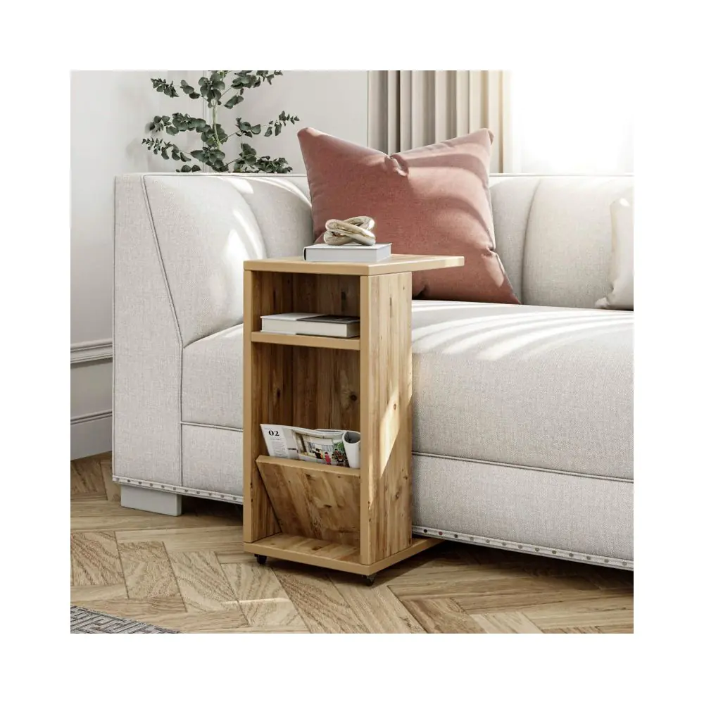 Помощна маса Kalune Design 854KLN2818, 30x63см, Меламиново покритие, Колелца, Кафяв, (854KLN2818)