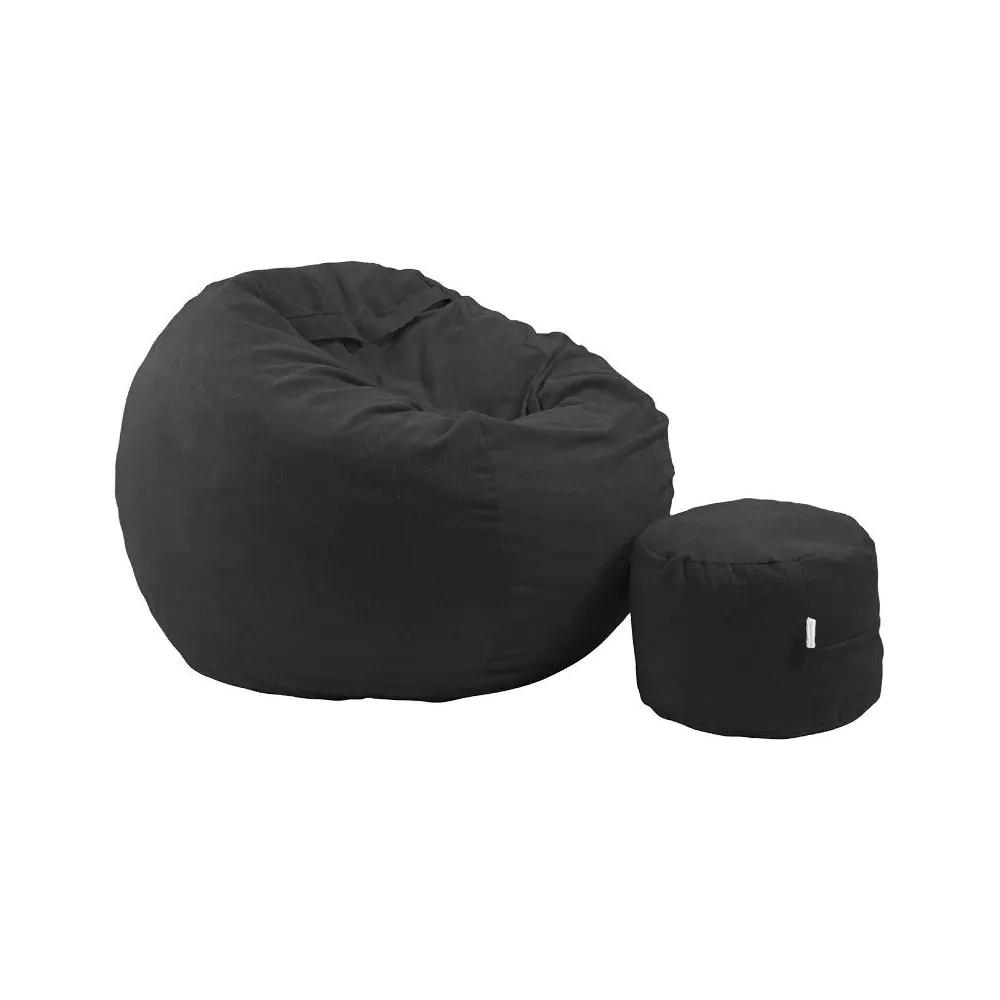 Комплект, Барбарон с табуретка за крака, 500л. Matusalem - Black Velvet, Перящ се калъф, Подходящ за деца, Пълнеж с микс от мемори пяна и дунапрен, Гама Plush Honey, (11119)