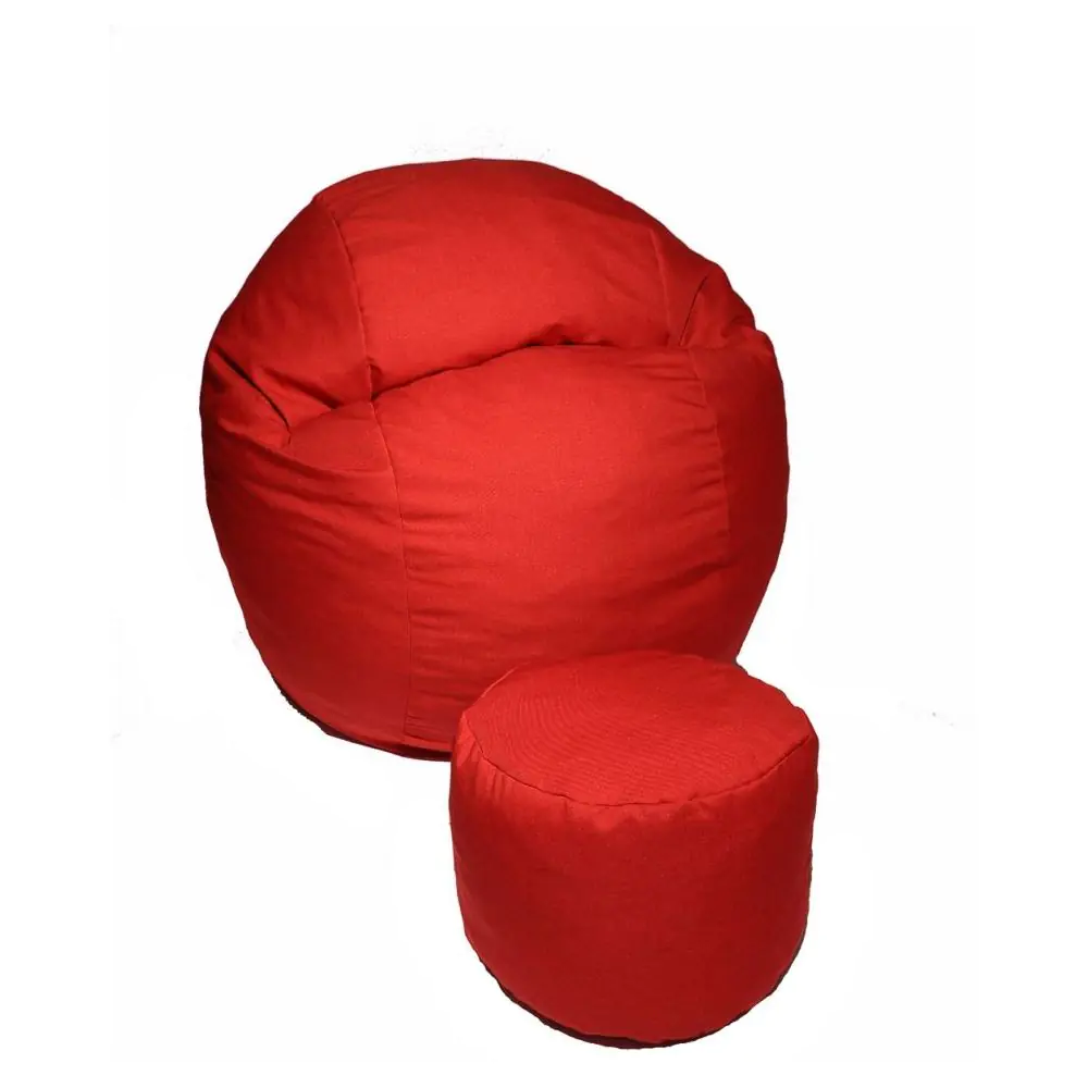 Комплект, Барбарон с табуретка за крака, 500л. Matusalem - Montana Red, Перящ се калъф, Подходящ за деца, Пълнеж с микс от мемори пяна и дунапрен, Гама Diamond, 8131