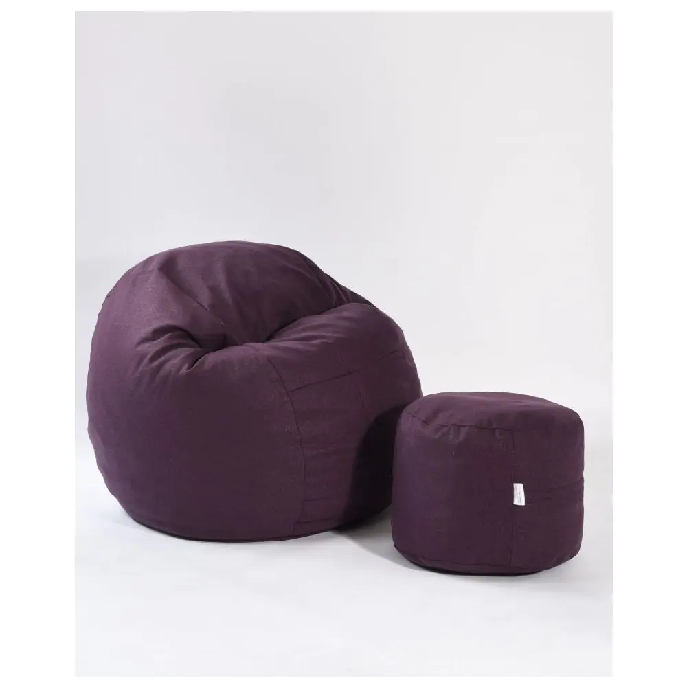 Комплект Pufrelax барбарон, с табуретка за крака, Размер M, Matusalem, Fancy Purple, Гама Premium, Перящ се текстилен калъф, Подходящ за деца от 5 - 18 год, Пълнеж с микс от мемори пяна и дунапрен