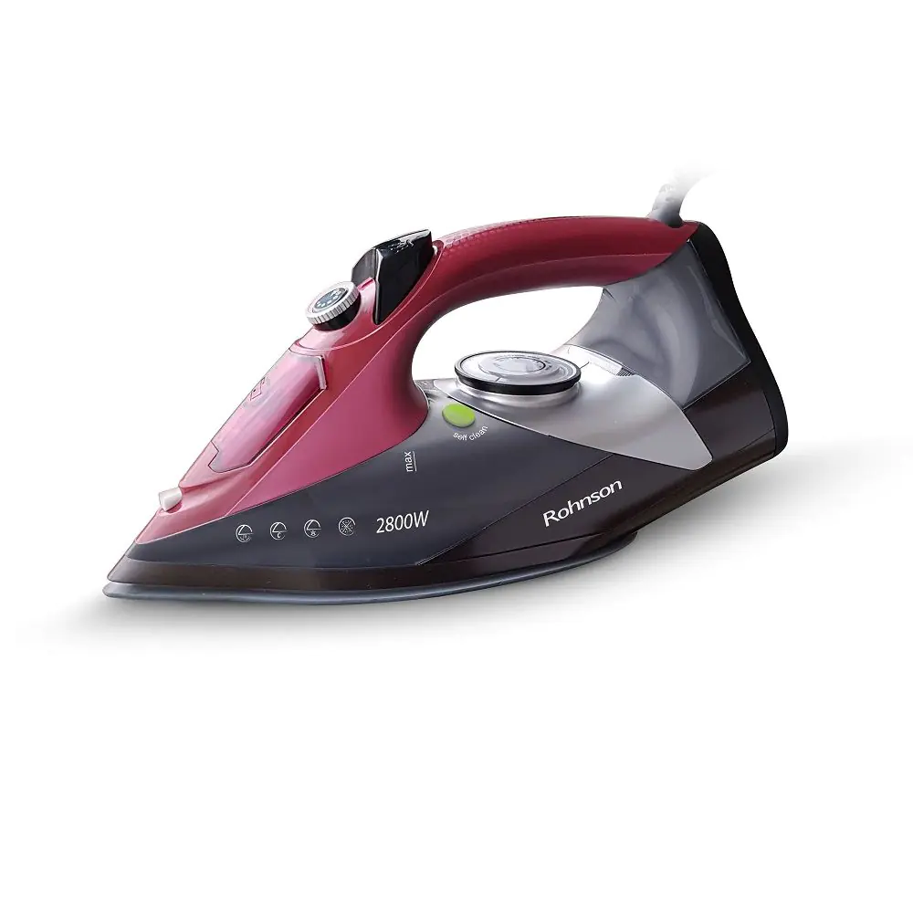 Парна ютия Rohnson R-387, 2800W, Anti Calc система, Керамично покритие, Черен/Червен, (16588)