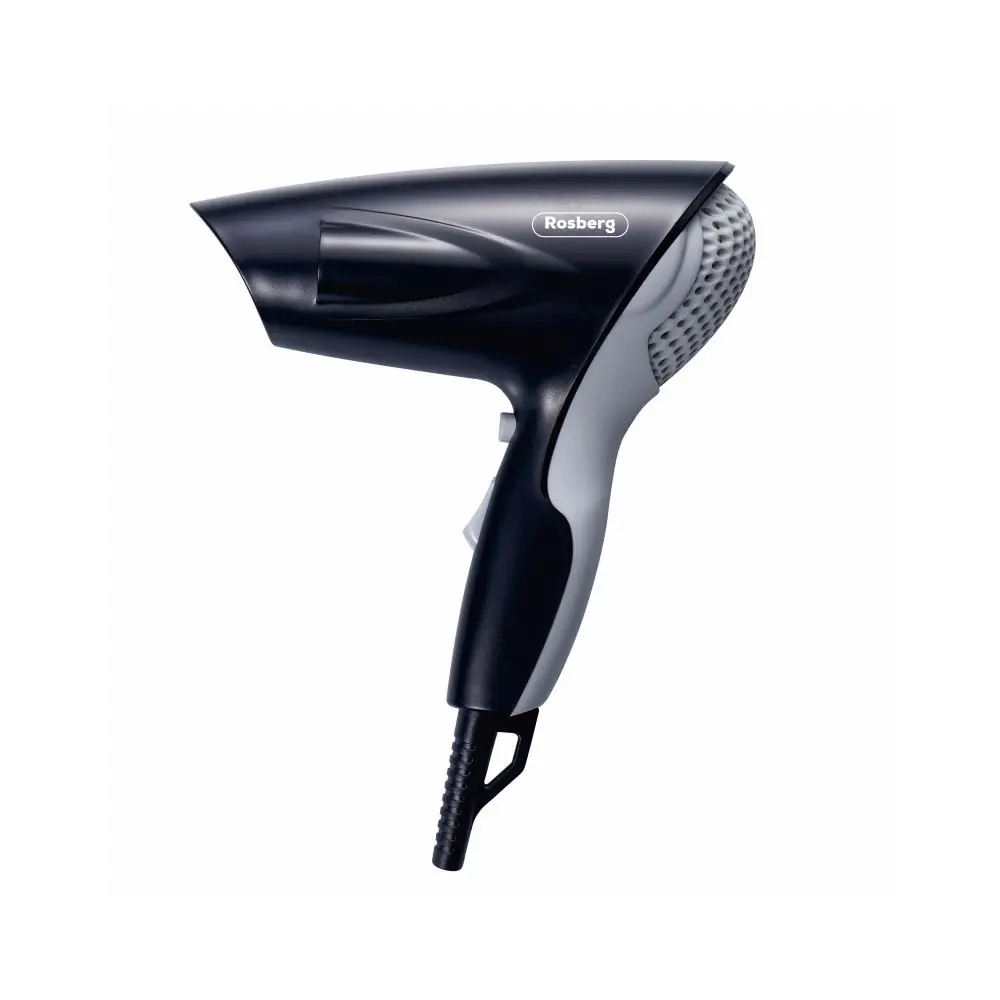 Сешоар Rosberg R51100P, 1200W, 2 скорости, DC мотор, Студена струя, Черен/сив, (22064)