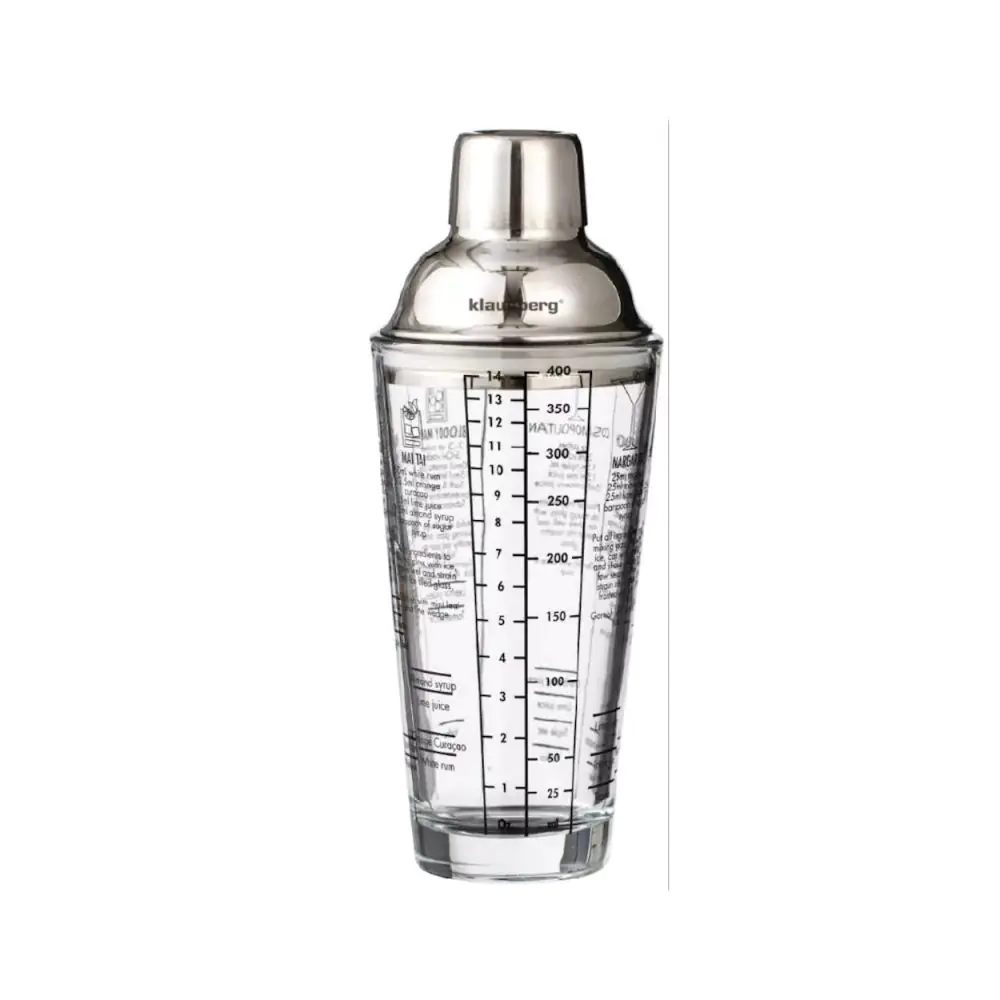 Шейкър за коктейли Klausberg KB 7647, Стъклен, 400 ml, Прозрачен, (17841)