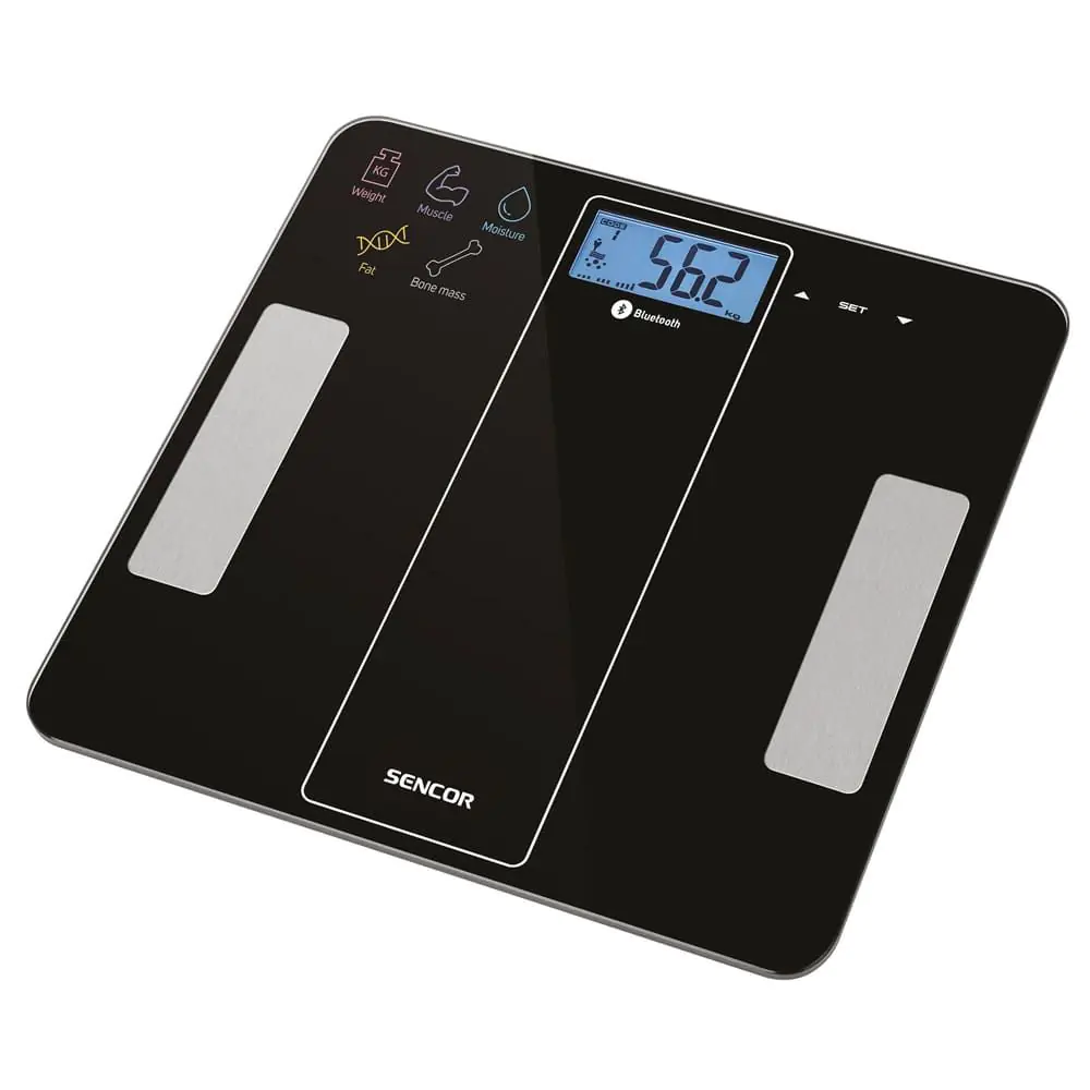 Дигитален смарт кантар Sencor SBS 8000BK, Bluetooth, LCD екран, 180 кг.