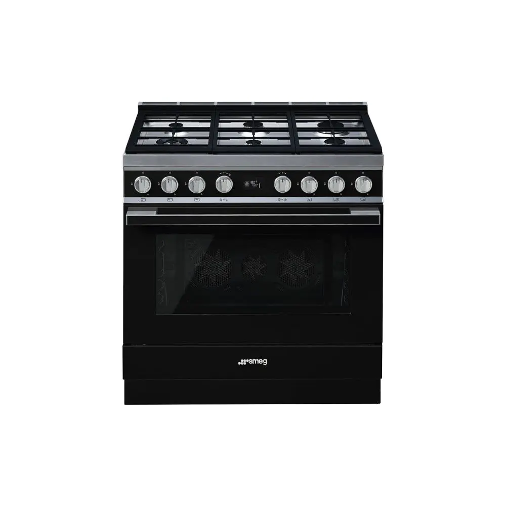 Готварска печка SMEG CPF9GPBL, Серия Portofino, 90 см, 6 газови котлона, (19715)