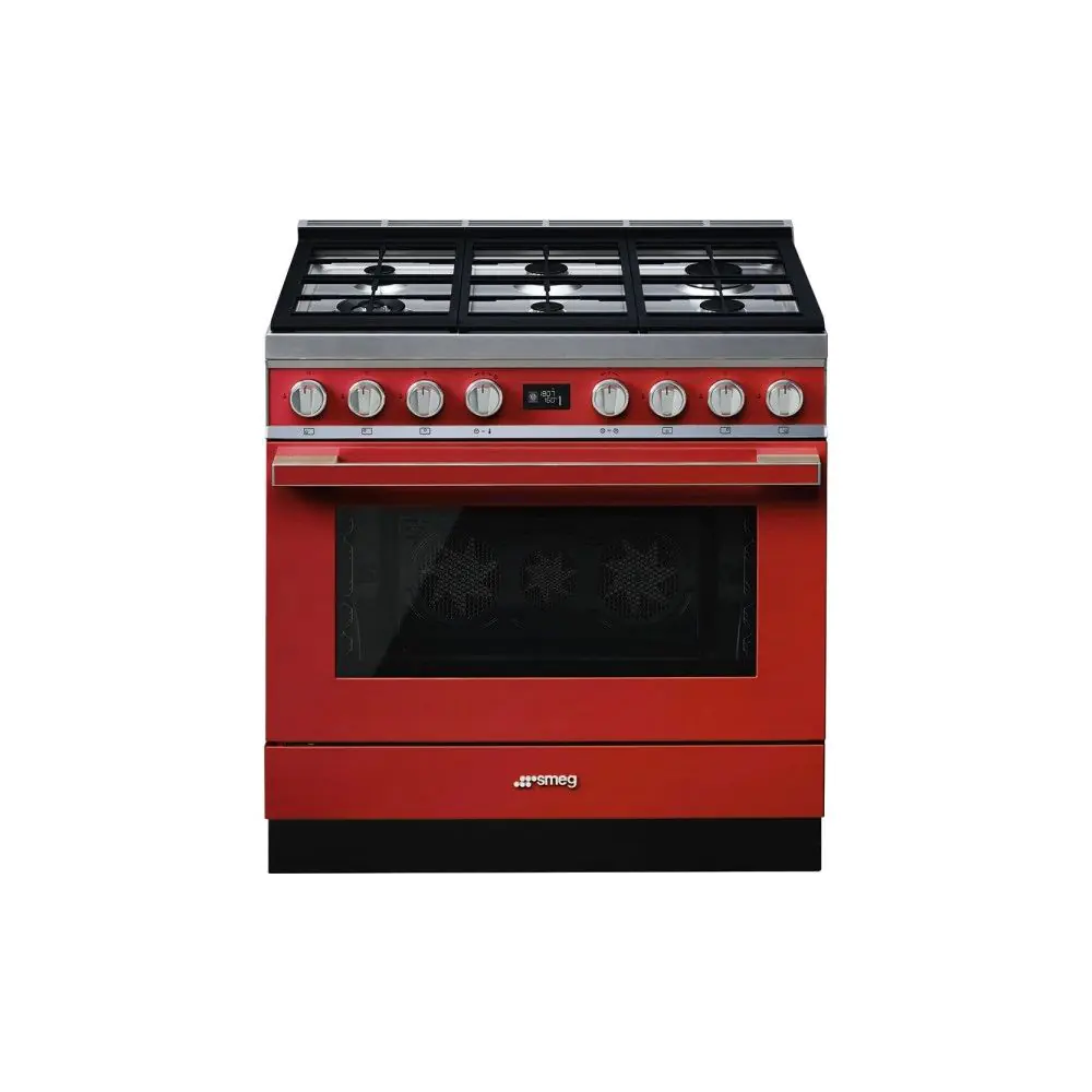Готварска печка SMEG CPF9GPR, Серия Portofino, 90 см, 6 газови котлона, (19711)