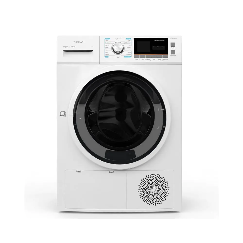 Сушилня за дрехи Tesla WT8H90M, 1000W, Термопомпа, 8 кг, 16 програми, Клас А++, Бял, (12671)