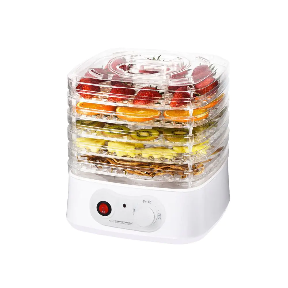 Сушилня за плодове и зеленчуци Esperanza EKD004, 250W, 5 нива, Подходяща за гъби,месо и билки, Бял, (9999EKD004)