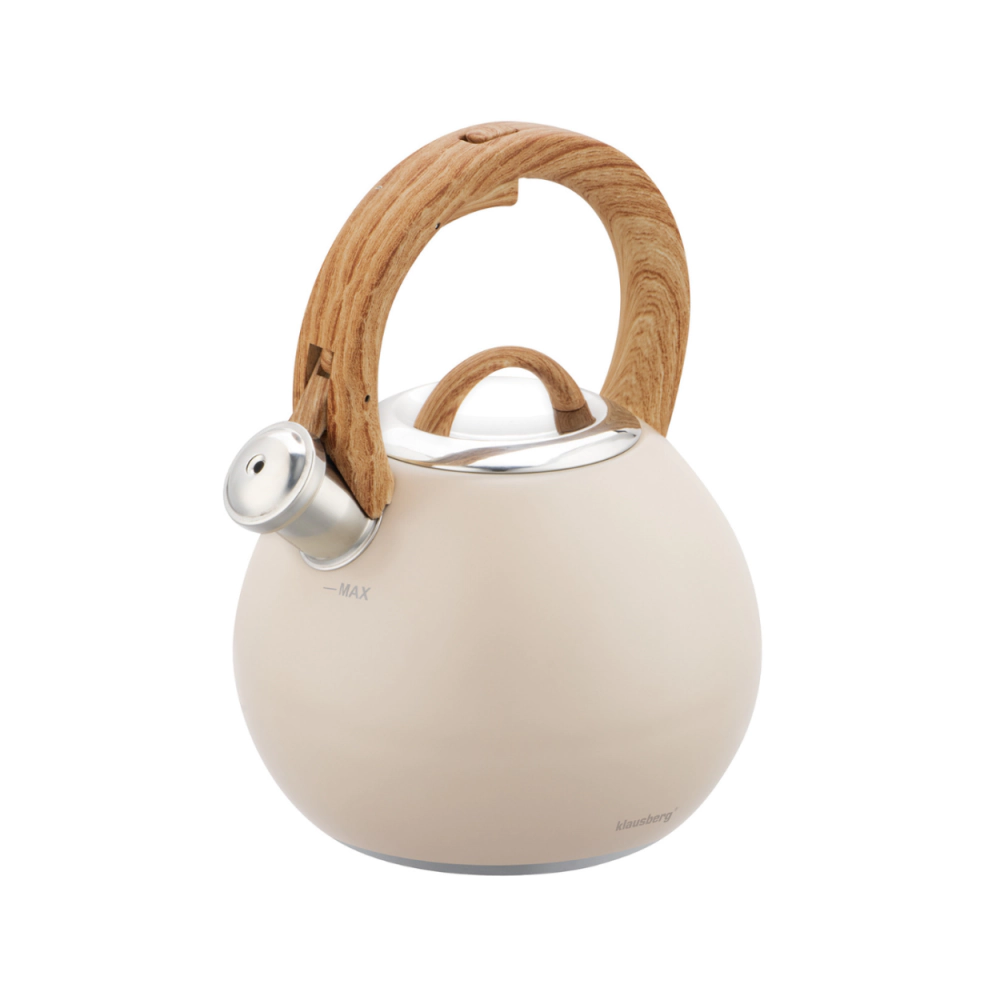 Свирещ чайник Klausberg KB 7956, 3l, Термоизолирана дръжка, Многослойно дъно, Индукция, Бежов, (35946039)