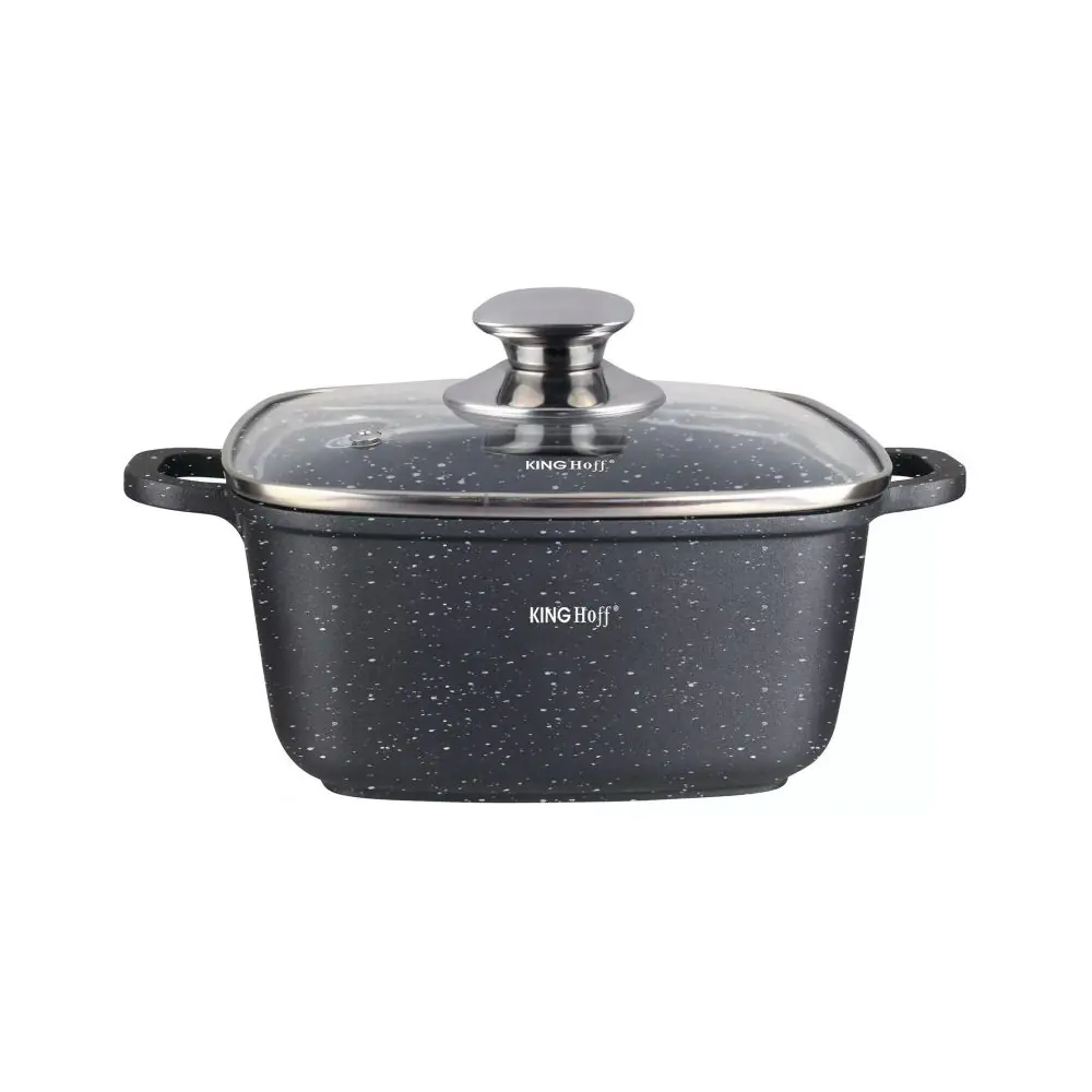 Тенджера за фурна и котлон Kinghoff KH 1601, 20x20 см, 2.8 л, Мраморно покритие, Индукция, Черен, (35946304)