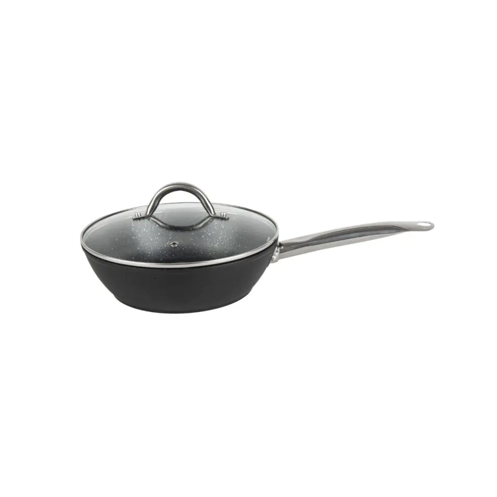 Дълбок тиган с капак Bohmann BH 1108-24MRB, 24 см, Мраморно покритие, Индукция, Черен, (11231)