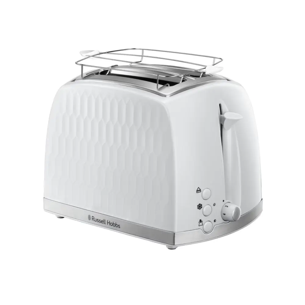 Тостер за хляб Russell Hobbs 26060-56, 850W, 2 филийки, Високо повдигане, Широки отвори, Размразяване, Бял, (35922478)