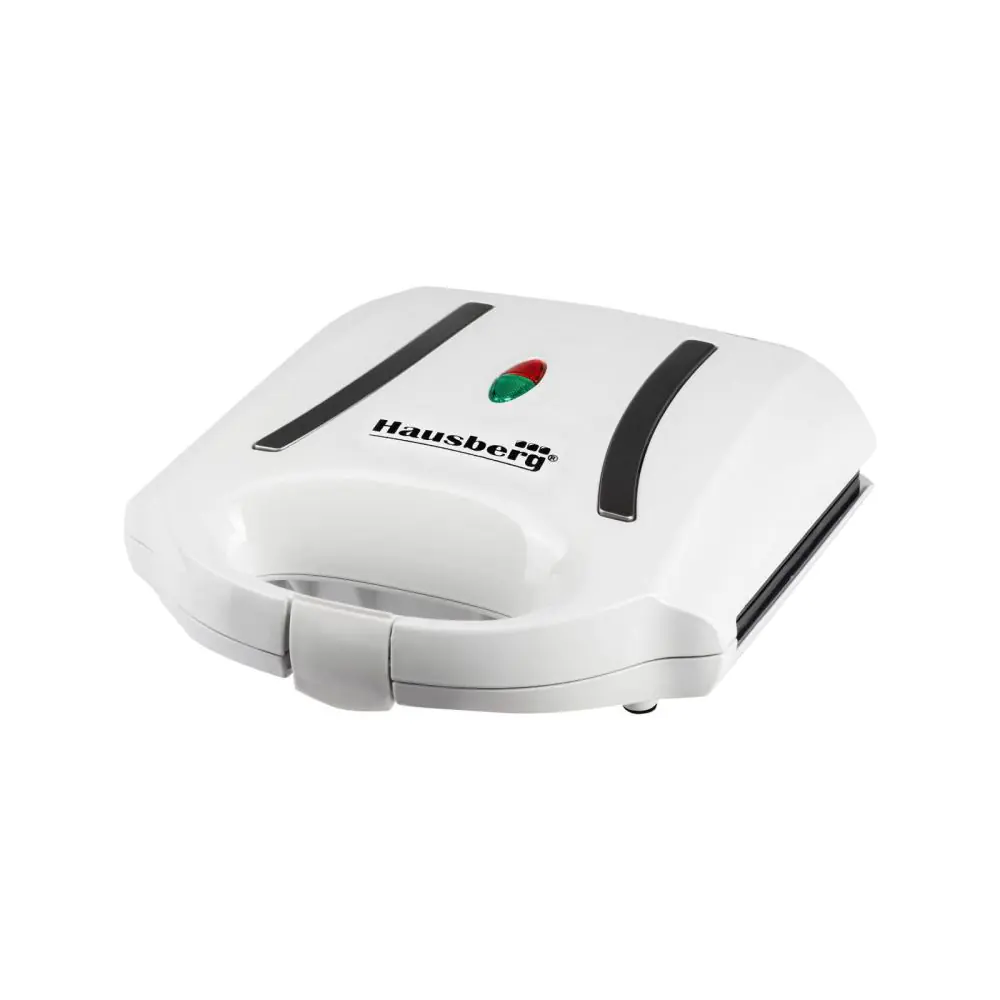 Тостер за сандвичи Hausberg HB-3535AB, 800 W, Грил плочи, Бял, (99HB3535AB)