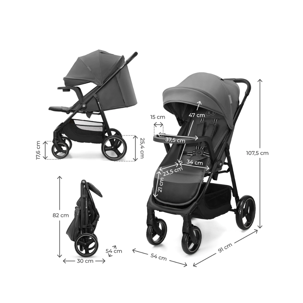Бебешка количка с табла Kinderkraft TRIG 3 GRANITE GREY, (35948584)