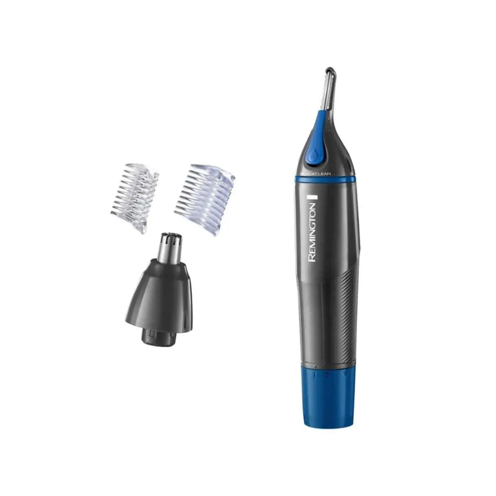 Тример за нос и уши Remington Nano Series NE3850, 2 глави, Въртящ, Закръглен връх, Черен/син, (9999NE3850)