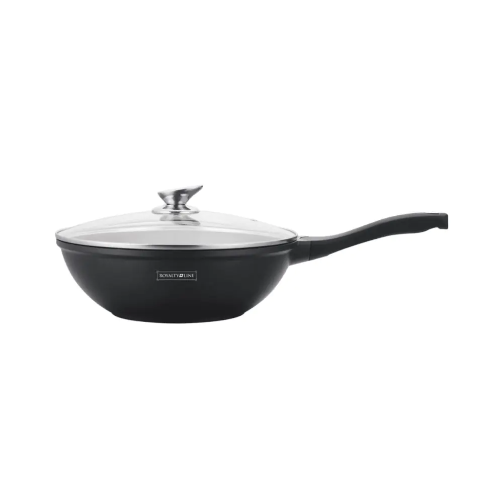 Уок тиган Royalty Line RL-BW30M, 30см, Мраморно покритие, Индукция, Мека дръжка, Черен, (11182)