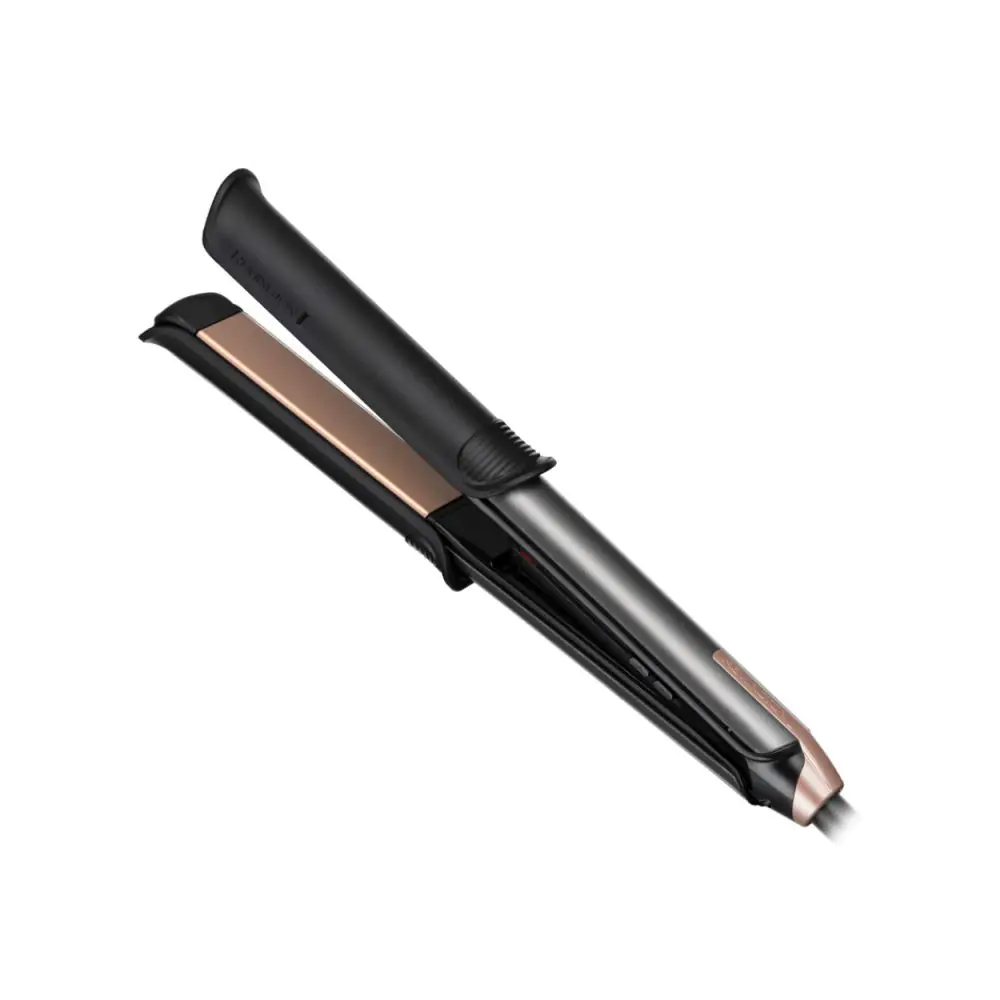 Уред за къдрене и изправяне 2в1 Remington S6077 ONE, 230C, Керамично покритие, Бързо загряване, 5 температурни настройки, Авто.стоп, Черен/златист, (35922602)