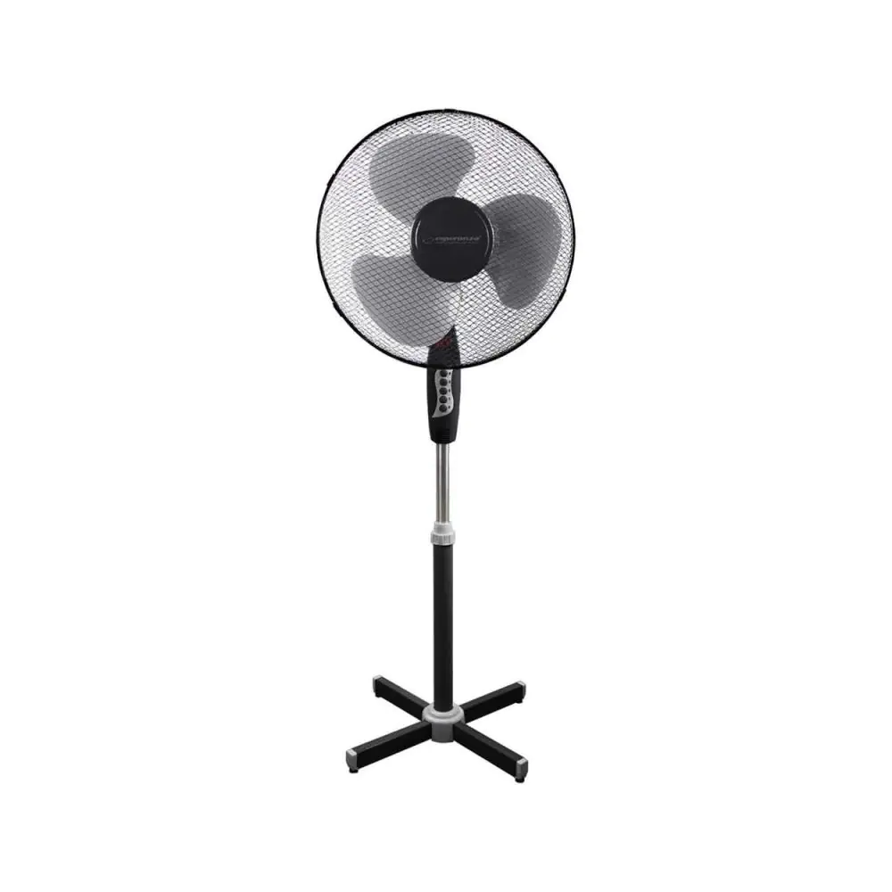 Вентилатор на стойка Esperanza EHF001KE, 50W, 3 скорости, Осцилация, Лампа, Черен/сив, (17648)