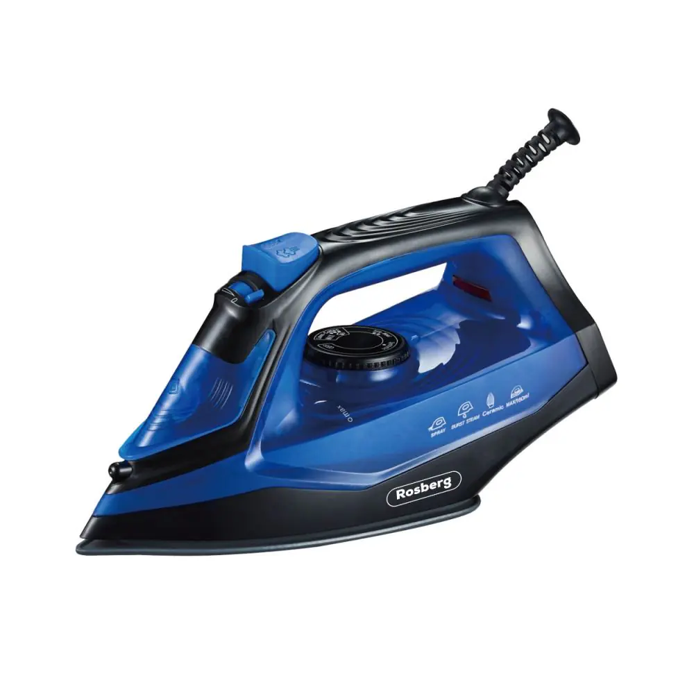 Ютия Rosberg R51050G, 1850-2200W, Керамика, Самопочистване, Термостат, 160 мл, Син/черен, (14647)