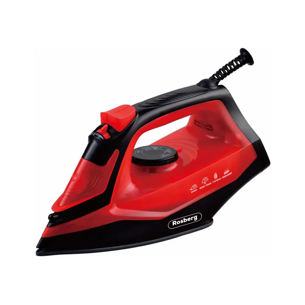 Ютия Rosberg R51050G, 1850-2200W, Керамика, Самопочистване, Термостат, 160 мл, Червен/Черен, (22261)