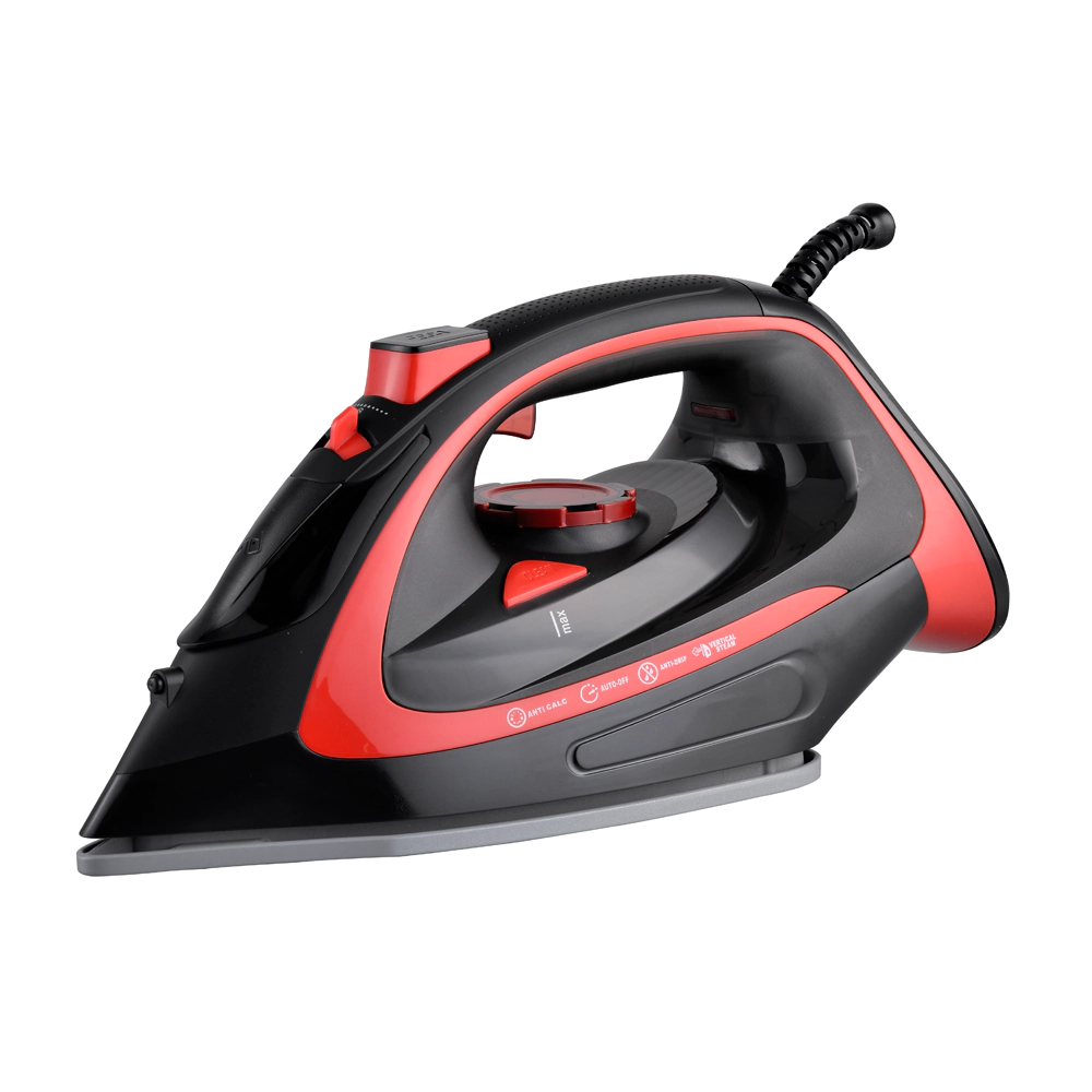 Парна ютия с керамична плоча ZEPHYR ZP 1050 BQC, 3000W, Самопочистване, Вертикално гладене, Черен/червен
