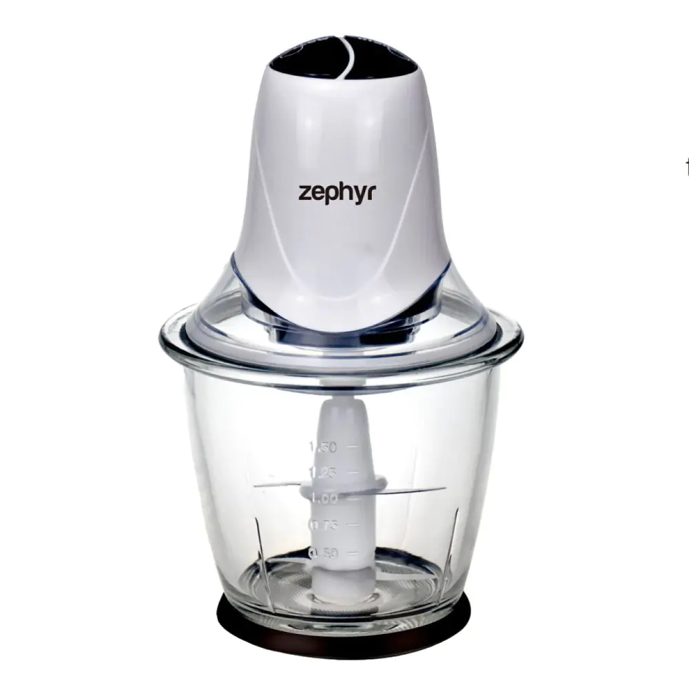 Чопър със стъклена купа ZEPHYR ZP 1111 IG, 300W, 1.5 литра, 2 скорости, 4 остриета, Бял