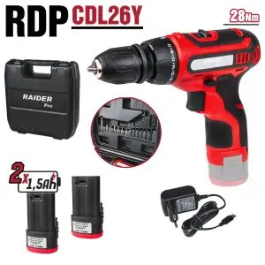 Бормашина акум. 12V 2-ск. 2x1.5Ah 28Nm RAIDER RD-CDL26, (35924366)