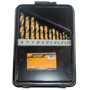 Свредла за метал 13бр ø2.0-8.0mm к-т HSS + TIN мeтал.кут. GADGET, (35925516)