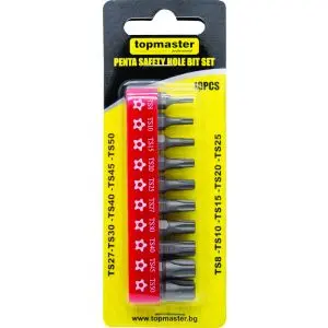 Накрайници пентаграм к-т 1/4"10бр размери TS8-50 Topmaster Professional, (35927150)
