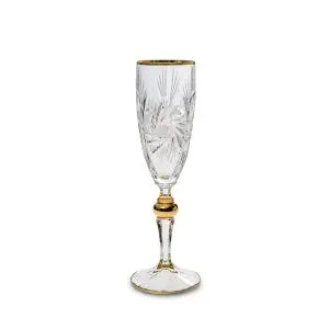 Чаша за шампанско Bohemia 1845 Pinwheel Matt Cut and Gold 180ml, 6 броя, (35946776)