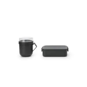 Комплект за обяд Brabantia Make&Take 2 части, Dark Grey, чаша и кутия, (35942741)