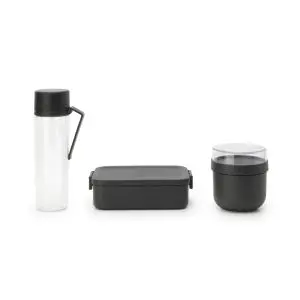 Комплект за закуска Brabantia Make&Take 3 части, Dark Grey, бутилка,купа,кутия, (35942743)