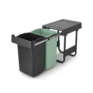 Кош за смет за разделно събиране Brabantia Sort&Go 2x15L, Dark Grey & Jade Green, (35943331)