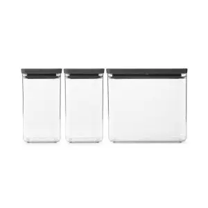 Кутии за съхранение на продукти комплект Brabantia Tasty+ Stackable 2x1.6L+1x3.5L Dark Grey, (35944312)
