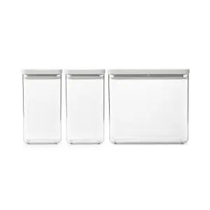 Кутии за съхранение на продукти комплект Brabantia Tasty+ Stackable 2x1.6L+1x3.5L Light Grey, (35943341)